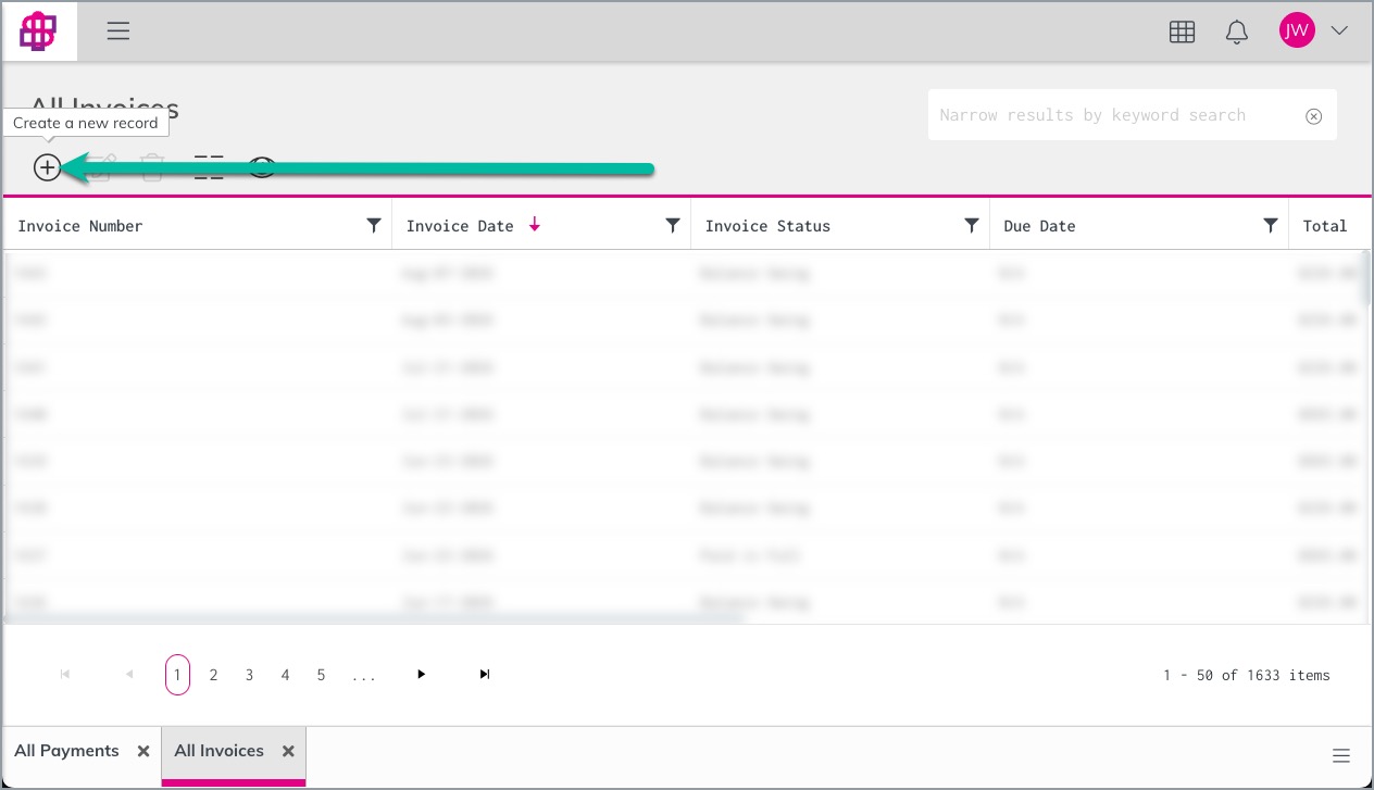 Add a new invoice record.jpg
